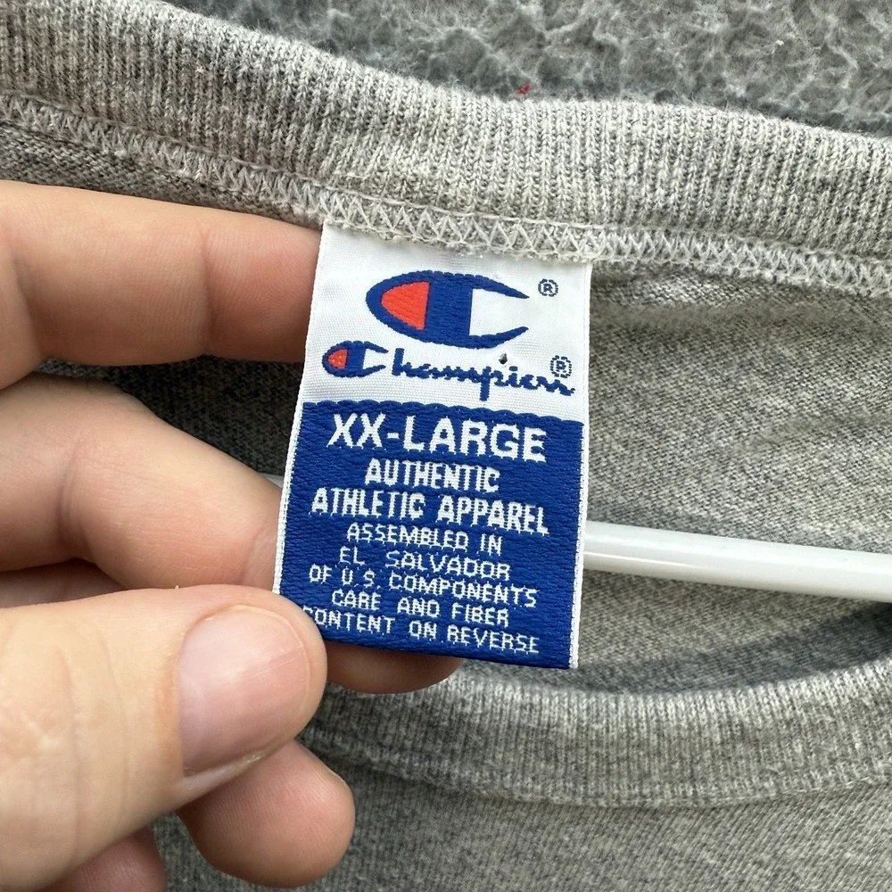 Vintage Champion Shirt Adult 2XL XXL Gray Crewneck Tee College University Y2K - Picture 7 of 12